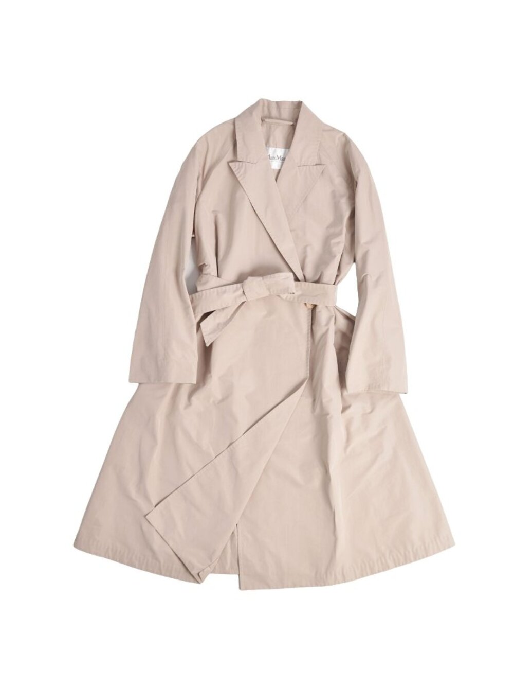 Max Mara Coat Long with Belt Polyester Cotton Beige